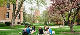 Students having class on the lawn